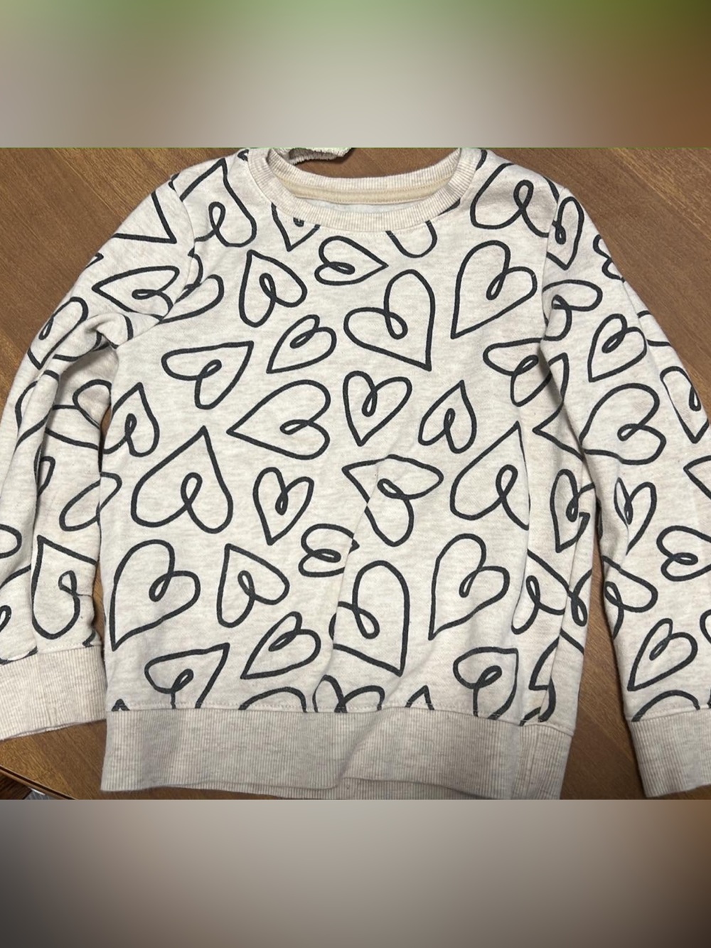 Girls 4T Cream Heart-Print Sweatshirt